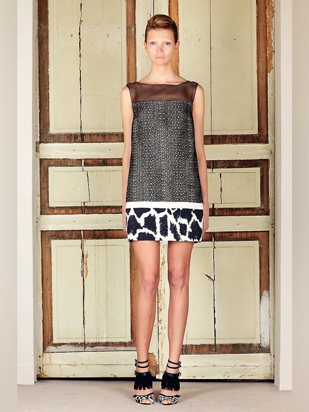 Giambattista Valli Silk Giraffe Snakeskin Print Sheath Dress IT 44 US